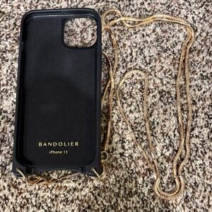 Bandolier Black iPhone 13 Case with Gold Chain